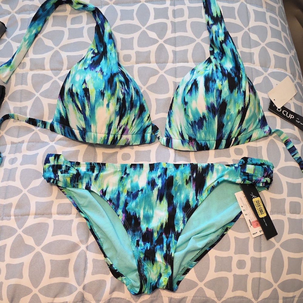 Kenneth Cole Blue and Green Bikini Set
